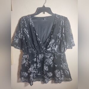 Torrid Top Black Velvet Burnout Fairy Whimsigoth Babydoll